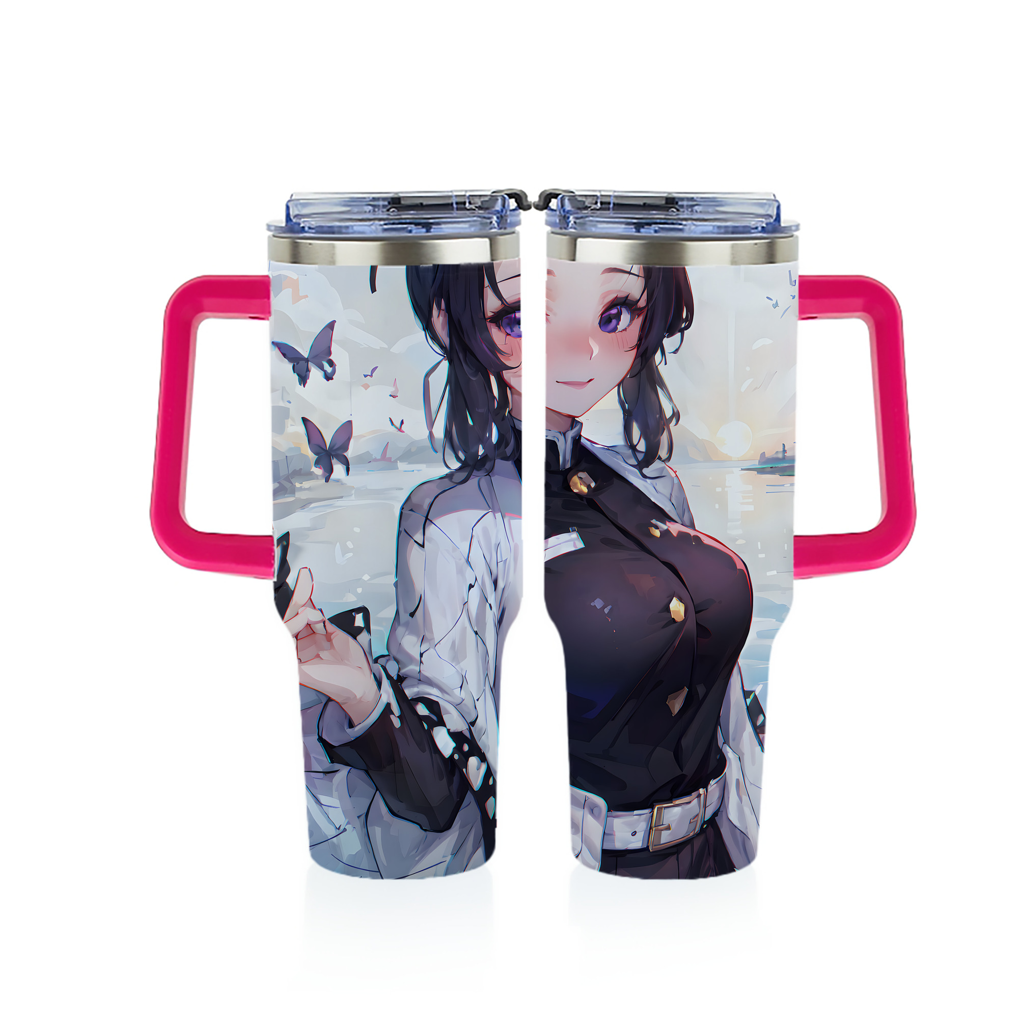 （画像用） 鬼滅の刃（きめつのやいば）蟲柱-胡蝶 しのぶ／こちょう しのぶ Kochou Shinobu 1200ｍLフルプリント車用タンブラー